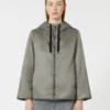 Padded water-repellent canvas hooded jacket, medium grey