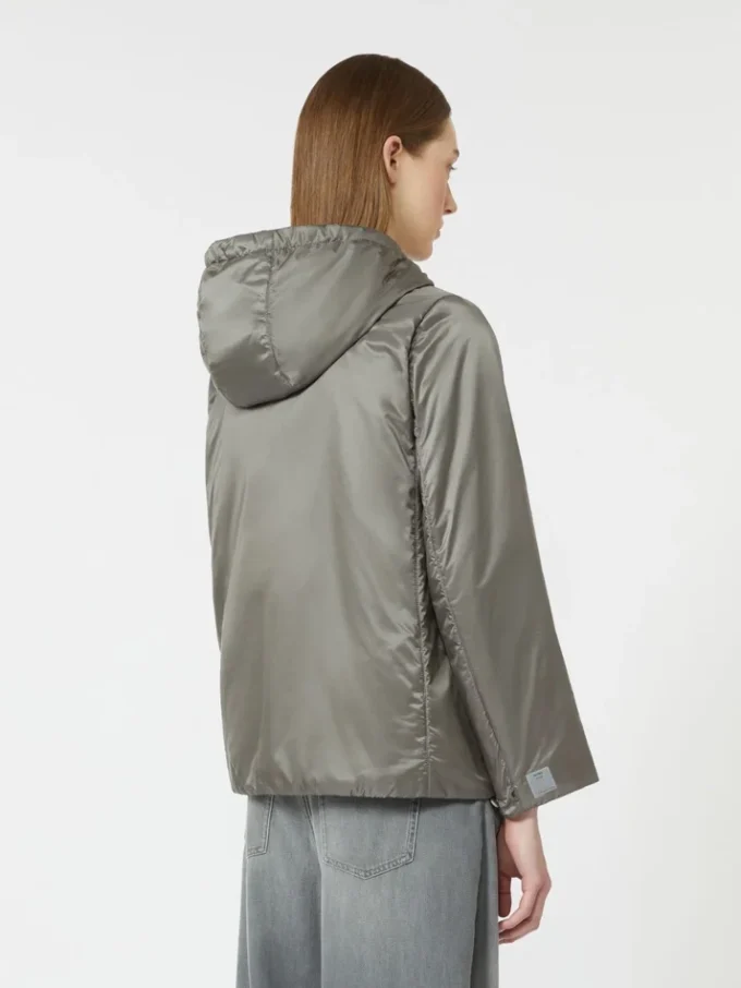 Padded water-repellent canvas hooded jacket, medium grey