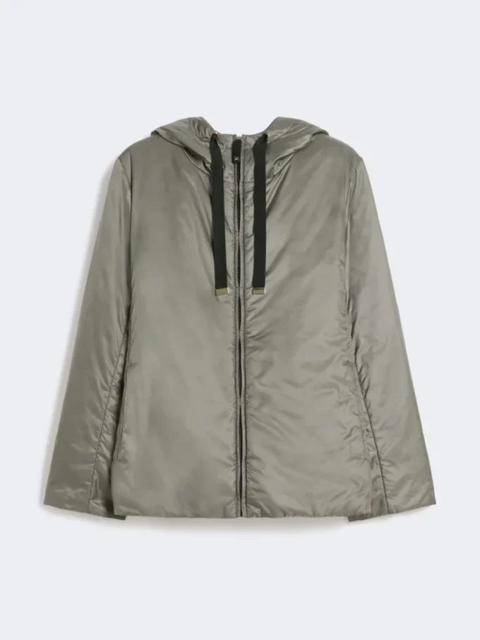 Padded water-repellent canvas hooded jacket, medium grey