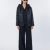 Padded water-repellent canvas hooded jacket, midnightblue