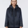 Padded water-repellent canvas hooded jacket, midnightblue