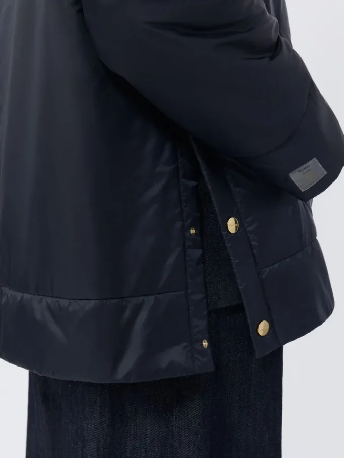 Padded water-repellent canvas hooded jacket, midnightblue