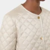 Padded water-repellent canvas round-neck jacket, natural