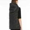 Padded water-repellent hooded gilet, black