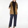 Padded water-repellent hooded gilet, caramel