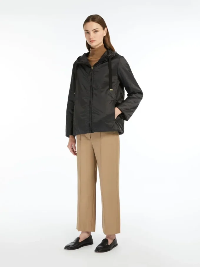 Padded water-repellent hooded jacket, black