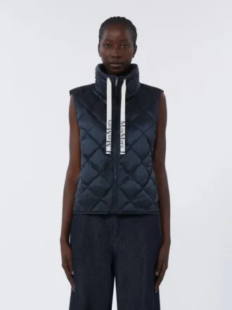 Padded water-repellent nylon canvas gilet, midnightblue