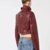 Patent leather cropped jacket with alligator print, dark red Patent leather cropped jacket with alligator print, dark red