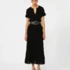 Patterned viscose yarn dress, black