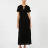 Patterned viscose yarn dress, black