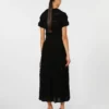 Patterned viscose yarn dress, black