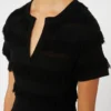 Patterned viscose yarn dress, black