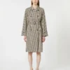 Patterned water-repellent twill trench coat, coffee Patterned water-repellent twill trench coat, coffee