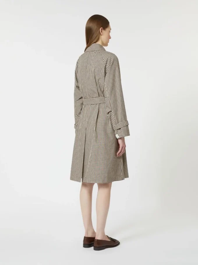 Patterned water-repellent twill trench coat, coffee Patterned water-repellent twill trench coat, coffee
