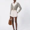 Patterned wool and cashmere cardigan, beige Patterned wool and cashmere cardigan, beige