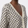 Patterned wool and cashmere cardigan, beige Patterned wool and cashmere cardigan, beige