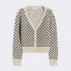 Patterned wool and cashmere cardigan, beige Patterned wool and cashmere cardigan, beige