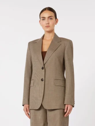 Patterned wool twill blazer, caramel Patterned wool twill blazer, caramel
