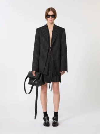 Pinstripe gabardine mini skirt, black Pinstripe gabardine mini skirt, black
