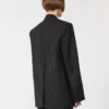 Pinstripe gabardine tailored blazer, black Pinstripe gabardine tailored blazer, black