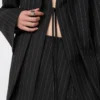 Pinstripe gabardine tailored blazer, black Pinstripe gabardine tailored blazer, black