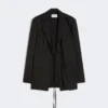 Pinstripe gabardine tailored blazer, black Pinstripe gabardine tailored blazer, black
