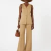 Pinstripe jacquard jersey gilet, desert Pinstripe jacquard jersey gilet, desert