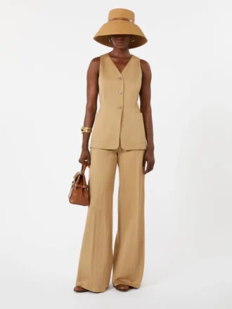 Pinstripe jacquard jersey gilet, desert