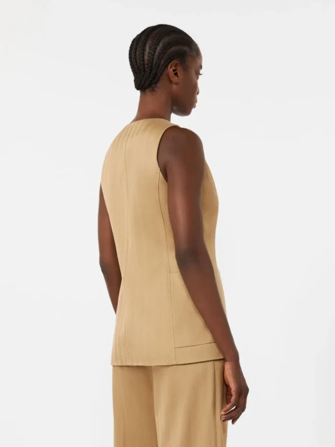 Pinstripe jacquard jersey gilet, desert Pinstripe jacquard jersey gilet, desert