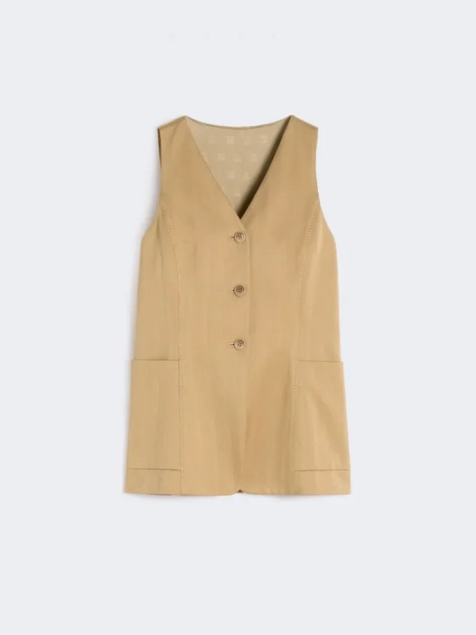 Pinstripe jacquard jersey gilet, desert Pinstripe jacquard jersey gilet, desert