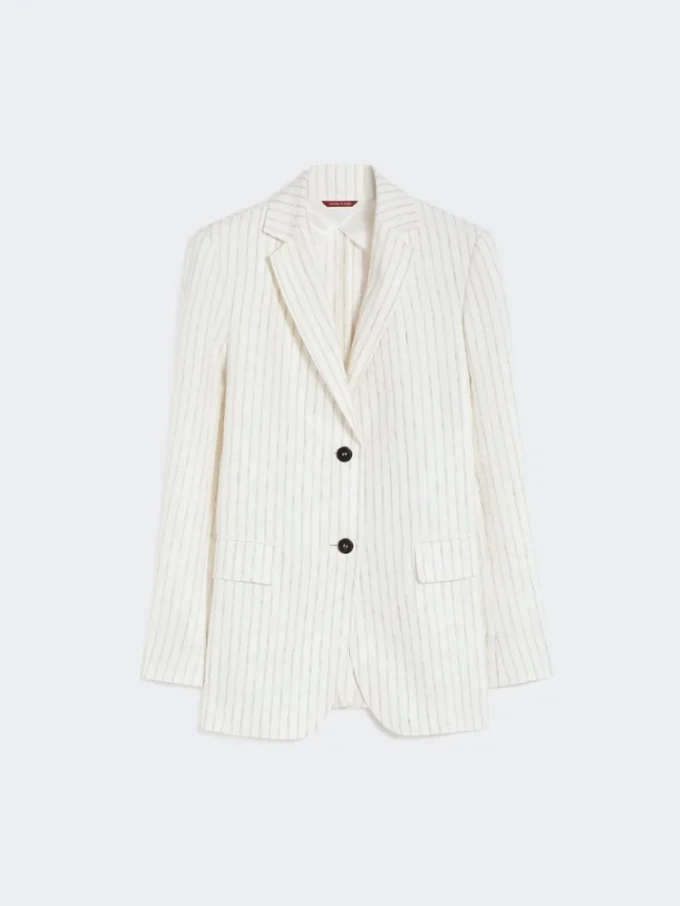 Pinstripe linen blazer, natural Pinstripe linen blazer, natural