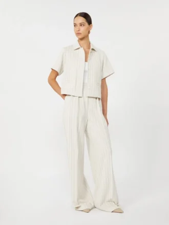 Wide-fit pinstripe piqua jersey trousers, white