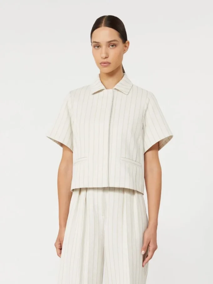 Pinstripe piqua jersey jacket, white Pinstripe piqua jersey jacket, white