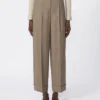 Pinstripe wool trousers, hazelnut brown