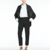 Pleated fabric shrug, black