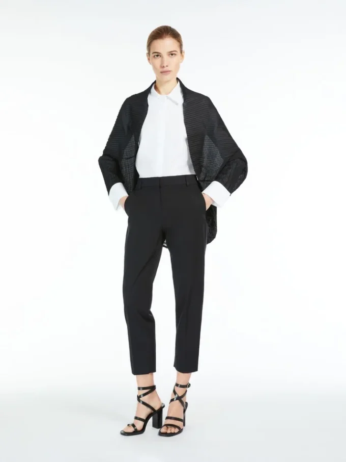 Pleated fabric shrug, black
