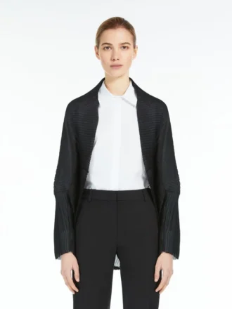 Pleated fabric shrug, black