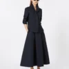 Pleated jacquard skirt, midnightblue