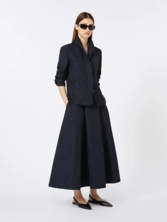 Pleated jacquard skirt, midnightblue