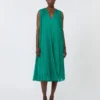 Plissa-pleated chiffon dress, green Plissa-pleated chiffon dress, green