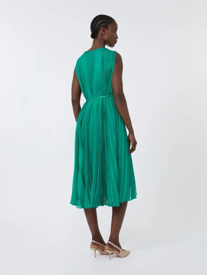 Plissa-pleated chiffon dress, green Plissa-pleated chiffon dress, green