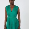 Plissa-pleated chiffon dress, green Plissa-pleated chiffon dress, green