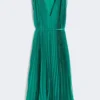 Plissa-pleated chiffon dress, green Plissa-pleated chiffon dress, green