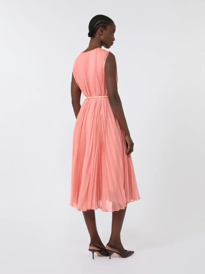 Plissa-pleated chiffon dress, pink Plissa-pleated chiffon dress, pink