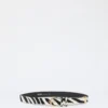 Pony hair-look printed leather belt, white Pony hair-look printed leather belt, white