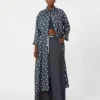 Printed silk twill dress, ultramarine