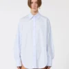 Poplin kimono-style tunic, avio