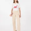 Print and embroidery-adorned cotton t-shirt, white Print and embroidery-adorned cotton t-shirt, white