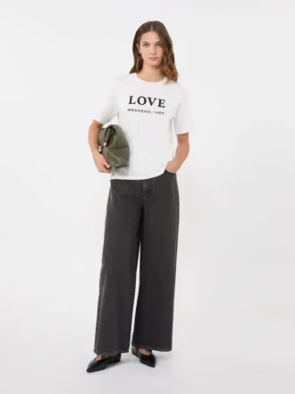 Print and embroidery-adorned jersey t-shirt, white