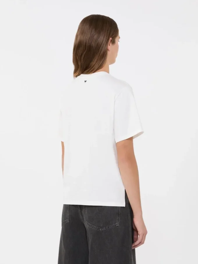 Print and embroidery-adorned jersey t-shirt, white